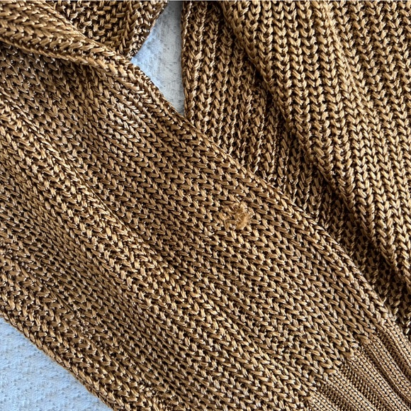 Theory Collared Brown Semi-Metallic Sweater Size Large - Picture 4 of 6